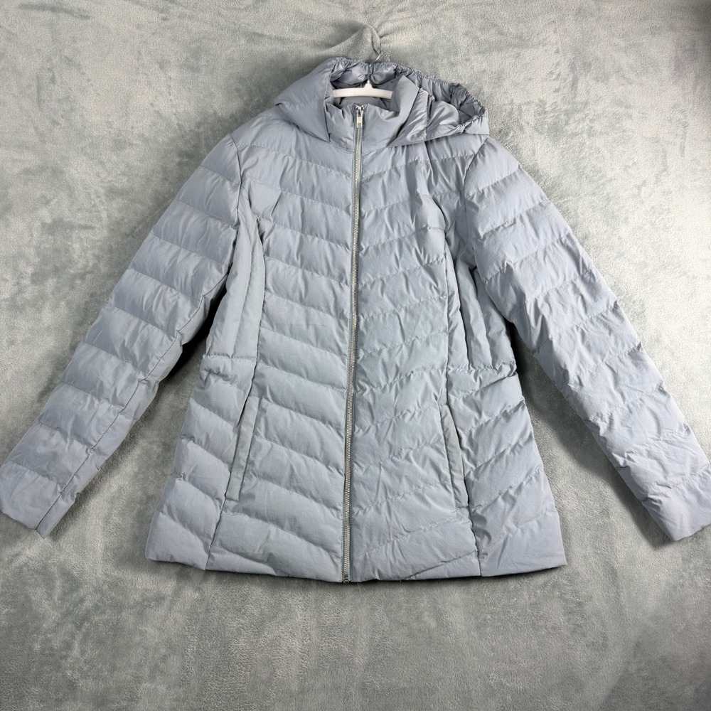 32 Degrees Heat Womens Medium Blue Puffer Jacket Hooded Quilted Gorpcore Utility
